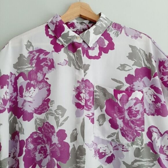 BANANA REPUBLIC | Hi-Low Hem Button Down Light Shirt Top Floral Sz S - Picture 2 of 11